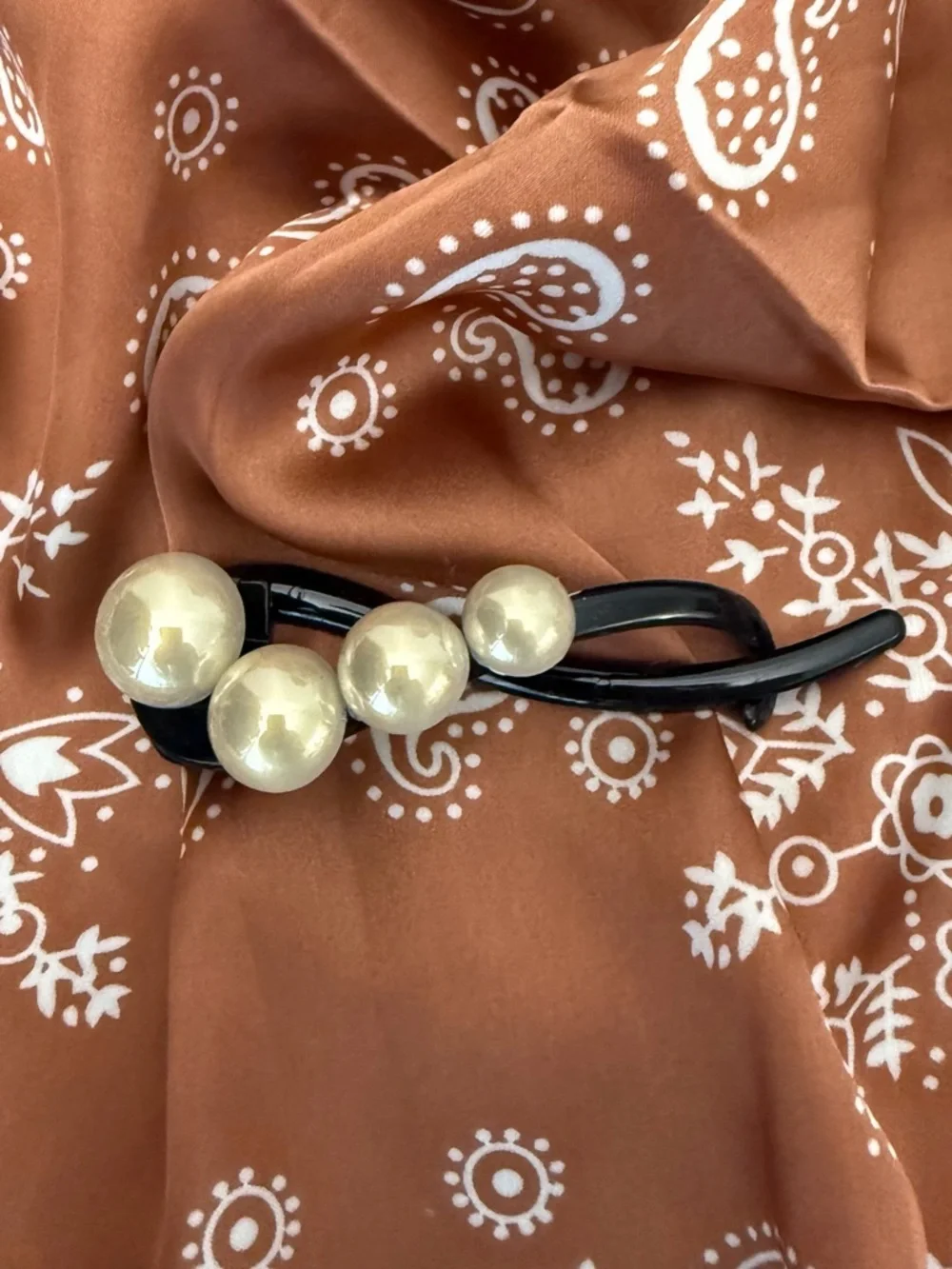 Pearl Hair Clip Barrette Black Gold Pearl Minimalist Hair Accessory Women